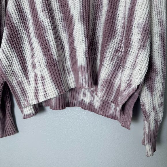 Pistola Sweater Womens Sz M Tie Dye Waffle Jumper Crewneck Pullover White Pink - Picture 9 of 13